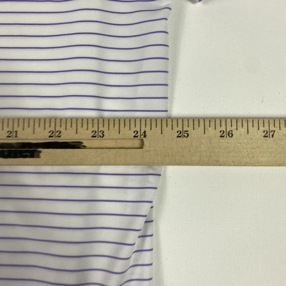 RLX Ralph Lauren Polo Shirt Mens XL White Purple Stripe Golf Performance Wicking